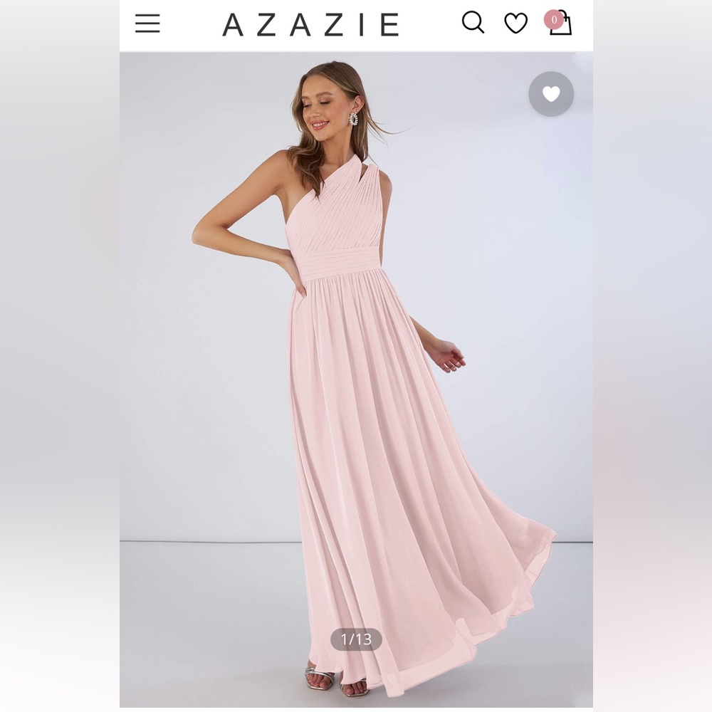 NWT Azazie blushing pink one shoulder Molly gown